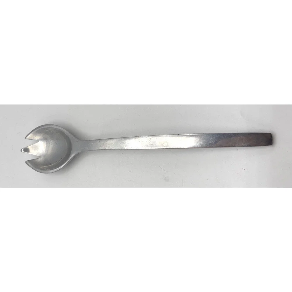 Vintage Aluminum Salad Serving Spork Long Handle Mid Century Modern 10.25in